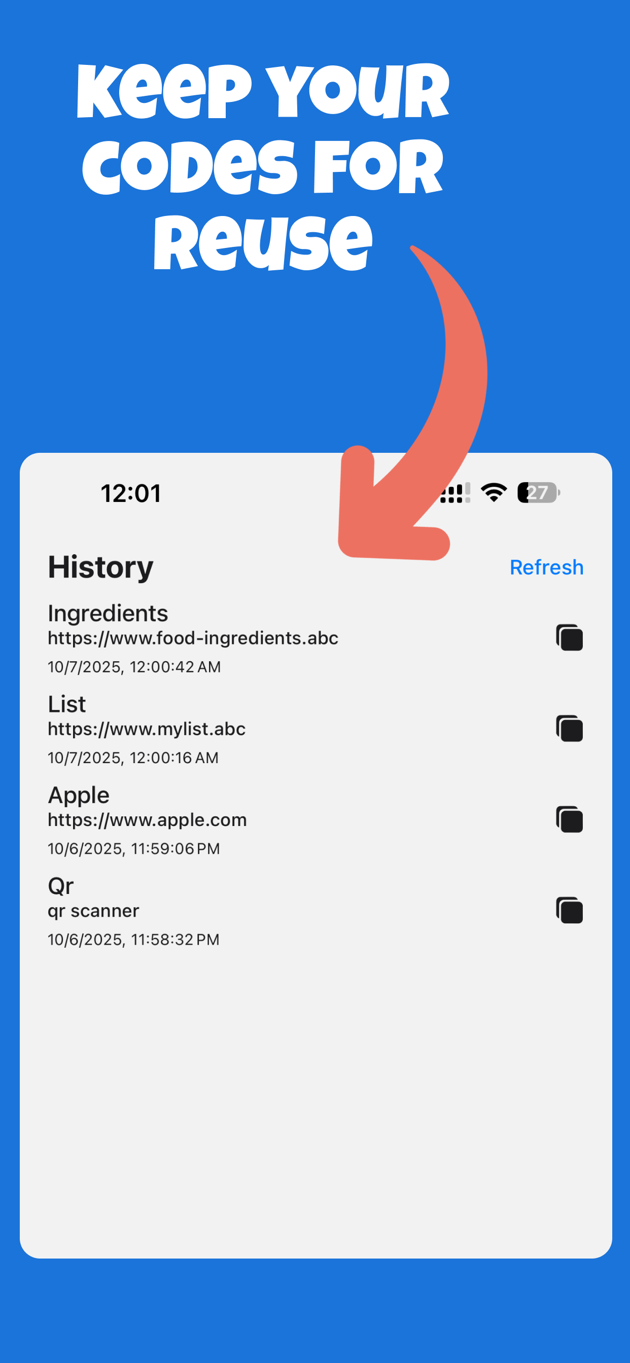 Screenshot of QR Barcode Scan With History