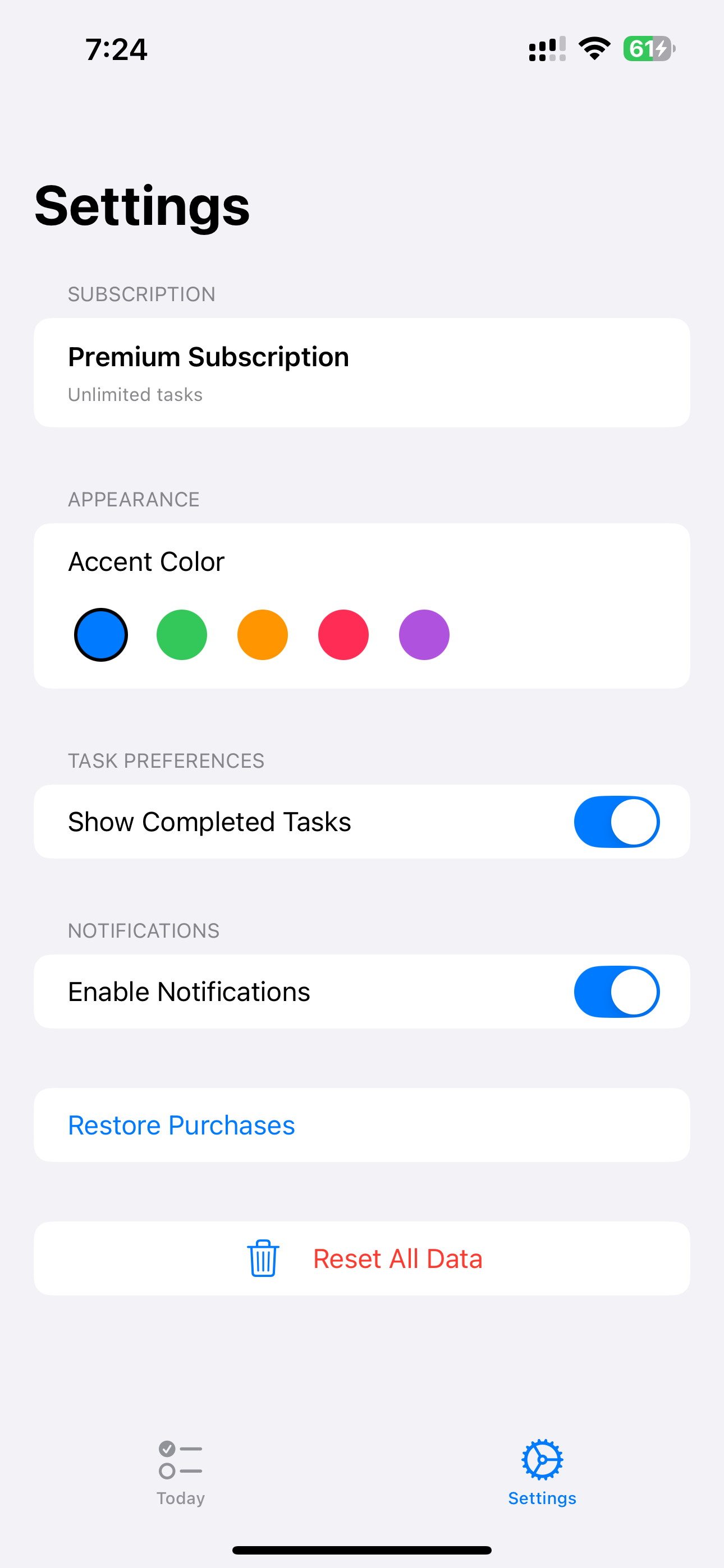Screenshot of Today - Focused todo list